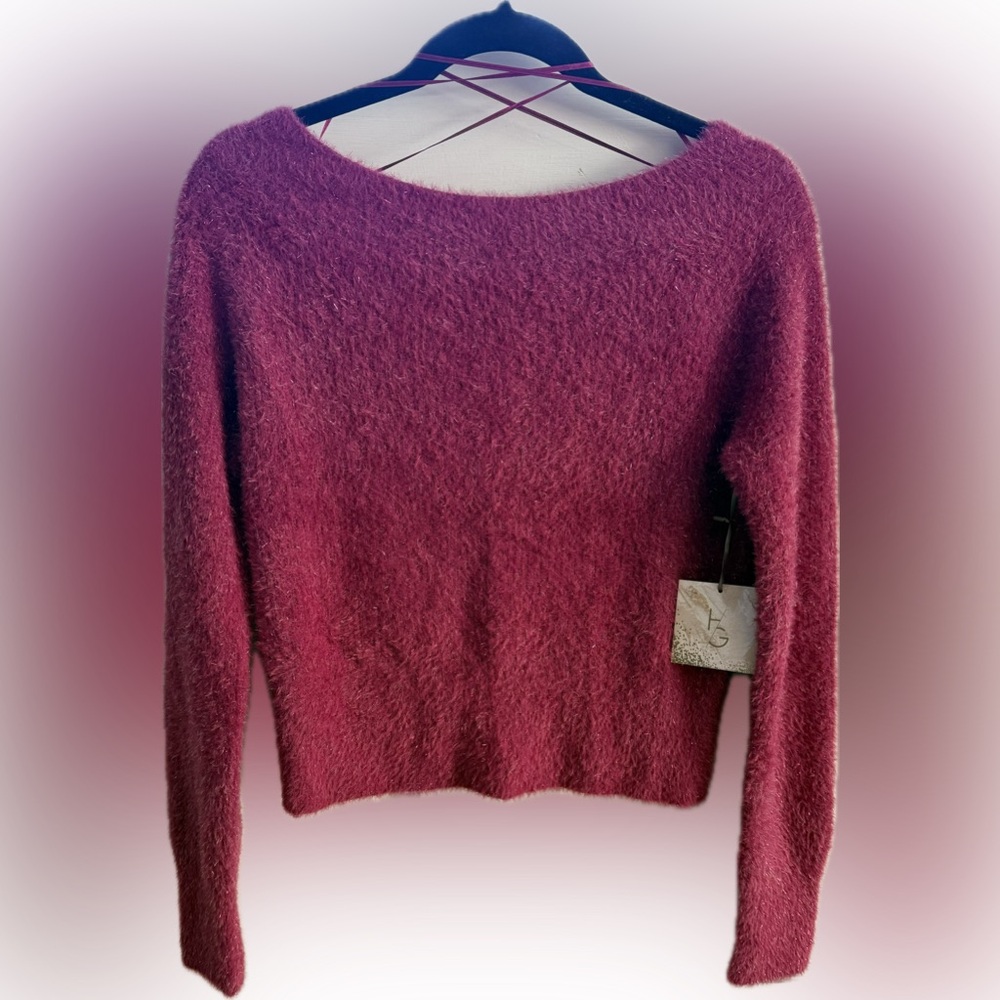 NWT happily grey Pink fuzzy sweater